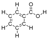 Structure of benzoic acid with all atoms shown