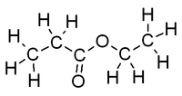 Structure of ethyl acetate with all atoms shown